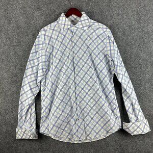 Banana Republic Shirt Mens Large Blue White Cotton Button Up  French Cuffs